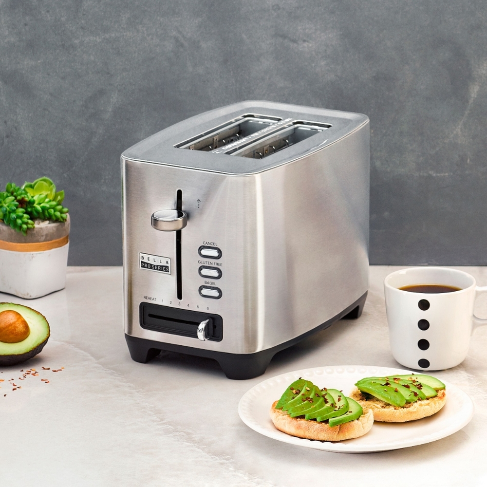 Bella - Pro Series 2-Slice Extra-Wide-Slot Toaster - Stainless Steel